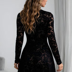 Lace Hollow Out Long Sleeve Mini Dress