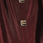 Burgundy Satin Decorative Buttons Puff Sleeve T-Shirt