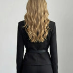 Black Deep V-Neck Blazer