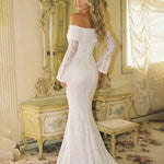 Off-The-Shoulder Lace Bell Sleeve Bodycon Maxi Dress