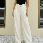 White High Waisted Wide Leg Trousers
