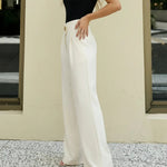 White High Waisted Wide Leg Trousers
