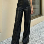 Black Vertical Seam Wide Leg Trousers