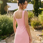 Pink Sleeveless V Neck Mini Dress