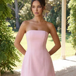 Pink Strapless Structured A-Line Mini Dress