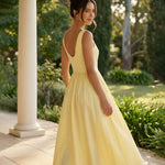 V-Neck Sleeveless Corset Bodice Midi Dress