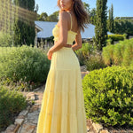 Yellow Camisole Set Tube Crop Top Tiered Maxi Skirt