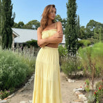 Yellow Camisole Set Tube Crop Top Tiered Maxi Skirt