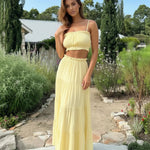 Yellow Camisole Set Tube Crop Top Tiered Maxi Skirt