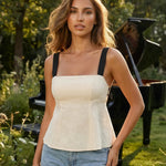 Open Back Tie Detail Linen Blend Camisole Top