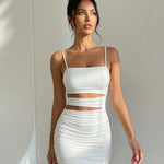 Sexy White Cut Out Design Ruched Bodycon Mini Dress
