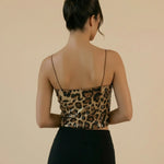 Leopard Print Sequin Spaghetti Strap Crop Cami Top