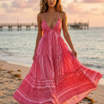 Pink Bohemian Beach Printed Lightweight Flowy Maxi Dress