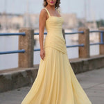 Elegant Square Neck Corset Back Lace Up Maxi Dress