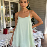 Mint Green Textured Strap Babydoll Casual Mini Dress