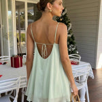 Mint Green Textured Strap Babydoll Casual Mini Dress