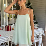 Mint Green Textured Strap Babydoll Casual Mini Dress
