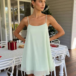 Mint Green Textured Strap Babydoll Casual Mini Dress