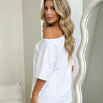 White Asymmetrical One-Shoulder Short Sleeve T-Shirt