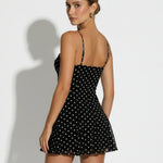 Polka Dot Spaghetti Strap Square Neck Flare Mini Dress