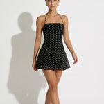 Polka Dot Spaghetti Strap Square Neck Flare Mini Dress