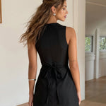 Black Keyhole Cutout Solid Color Slim Fit Mini Dress