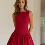 Red Bow Detail Structured Fabric Slim Fit Mini Dress