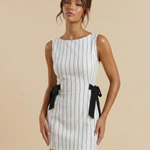 Striped Sleeveless Deep V-Back Mini Dress