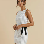 Striped Sleeveless Deep V-Back Mini Dress