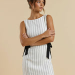 Striped Sleeveless Deep V-Back Mini Dress