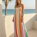 Color Block Spaghetti Strap Square Neck Maxi Dress