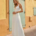 White Ribbed Halter Sleeveless Top And Maxi Skirt Set