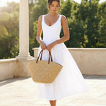 V-Neck Sleeveless Corset Bodice Midi Dress