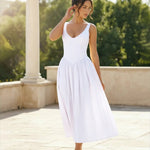 V-Neck Sleeveless Corset Bodice Midi Dress