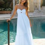 Strapless Twist Front Cutout Tiered Maxi Dress