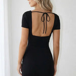 Black Deep V-Neck Backless Bodycon Mini Dress