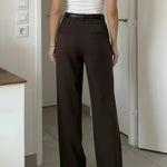 Brown Stripe High Waist Wide Leg Trousers