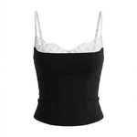 Black Lace Trim Cami Crop Top