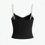 Black Lace Trim Cami Crop Top