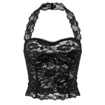 Black Floral Lace Bustier Slim Fit Cropped Top