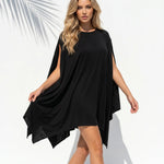 Black Loose Fit Asymmetric Hem Cover-Up Dress