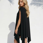 Black Loose Fit Asymmetric Hem Cover-Up Dress