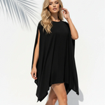 Black Loose Fit Asymmetric Hem Cover-Up Dress