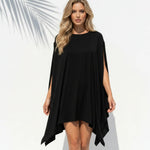 Black Loose Fit Asymmetric Hem Cover-Up Dress