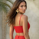 Red 3D Floral Spaghetti Strap Crop Top