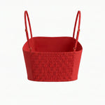 Red 3D Floral Spaghetti Strap Crop Top