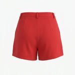 Red High Waist Pleated Tailored Shorts