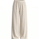 Beige Linen-Blend High Waist Wide Leg Pants