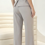Gray High Waist Pleated Wide Leg Long Pants