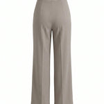 Gray High Waist Pleated Wide Leg Long Pants